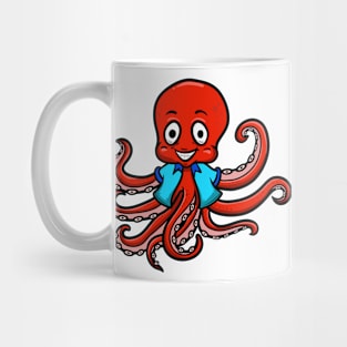 Cute Anthropomorphic Human-like Cartoon Character Octopus in Clothes Mug